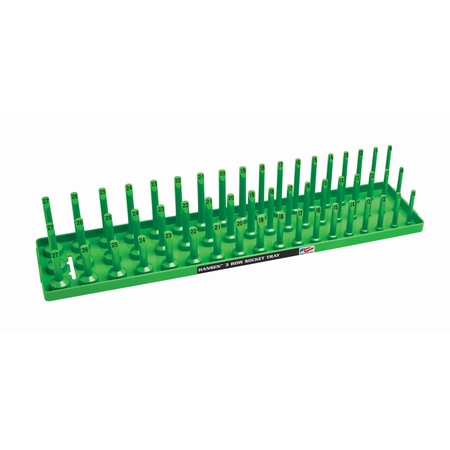 HANSEN GLOBAL 1/2" Metric 3-Row Socket Tray, Green 12043